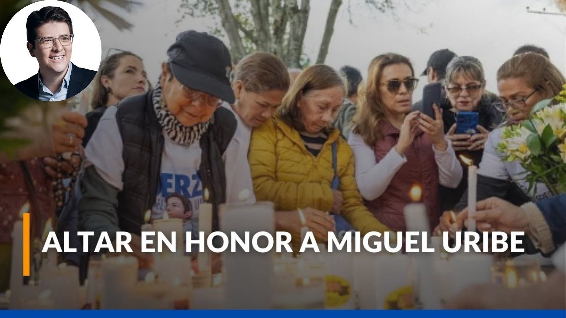 Homenaje a Miguel Uribe Turbay en el lugar donde fue atacado: se erigió un altar en su honor.